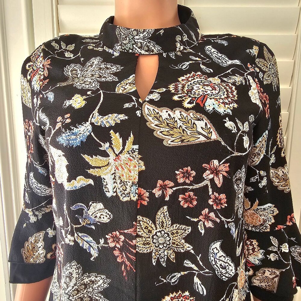 Chris McLaughlin Black Floral Shift Dress size 8